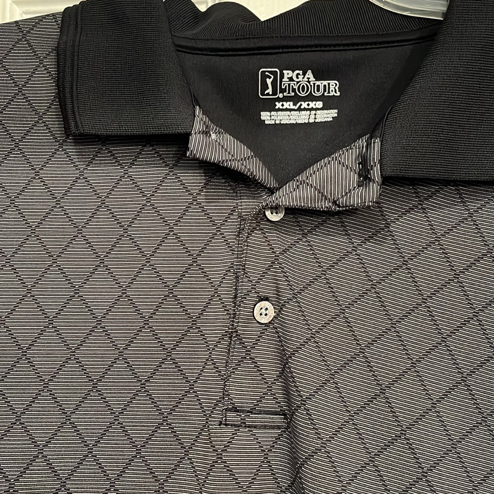 Men’s PGA Tour dark gray & black short sleeve. Like new. XXL 100% Polyester - Picture 2 of 10